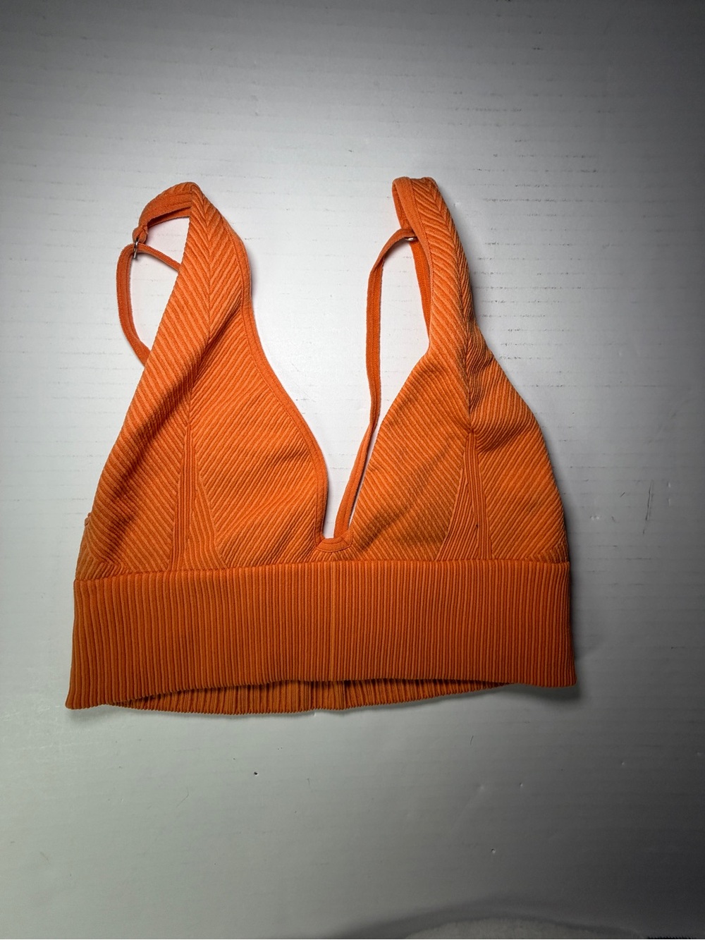 Ribbed V-Neck Bralette in Bright Orange Out from under urban outfitters